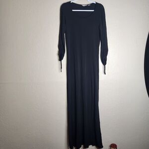 J Jill VTG Medium Tall Long Dress Solid Black Long Sleeves Modest Minimalist